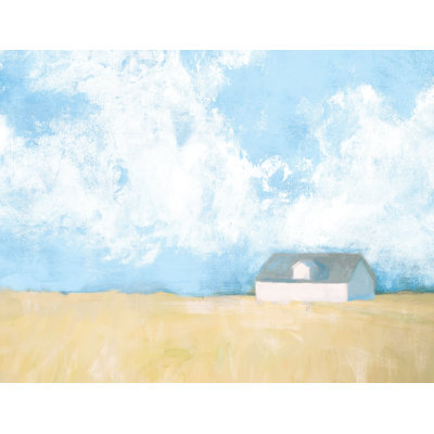 Barn Yellow Wheat Blue Sky - Painting Print