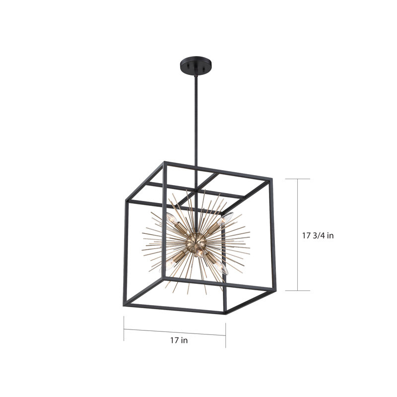 Luminaire suspendu carré 6 lumières