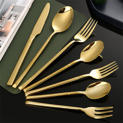 Ensemble de 21 couteaux en acier inoxydable 21 pièces, 304 cuillères fourchettes à miroir poli pour restaurant d'hôtel, ensemble de cadeau robuste