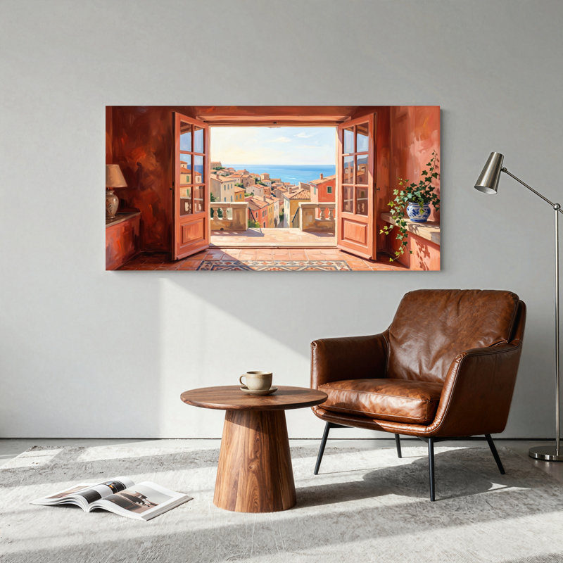 Ensemble de 1 tableau sur toile « Fenêtre ouverte », L 32 po x H 16 po, Toile tendue