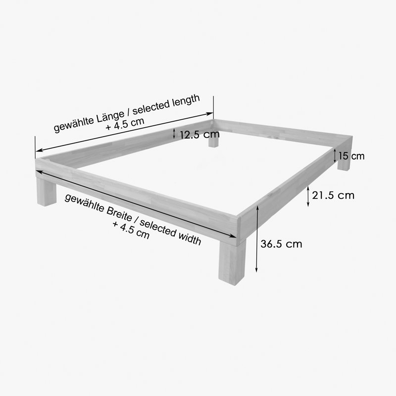 Kalida Jana Solid Wood Bed in Beech, European Single (90 x 200cm)
