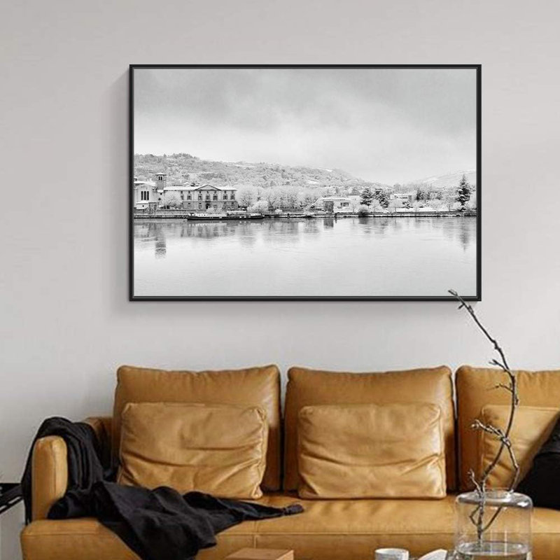 Impressions sur toile nautiques bord de mer pour salon chambre à coucher décor H04, Cadre flottant noir, H 24 po x l 36 po