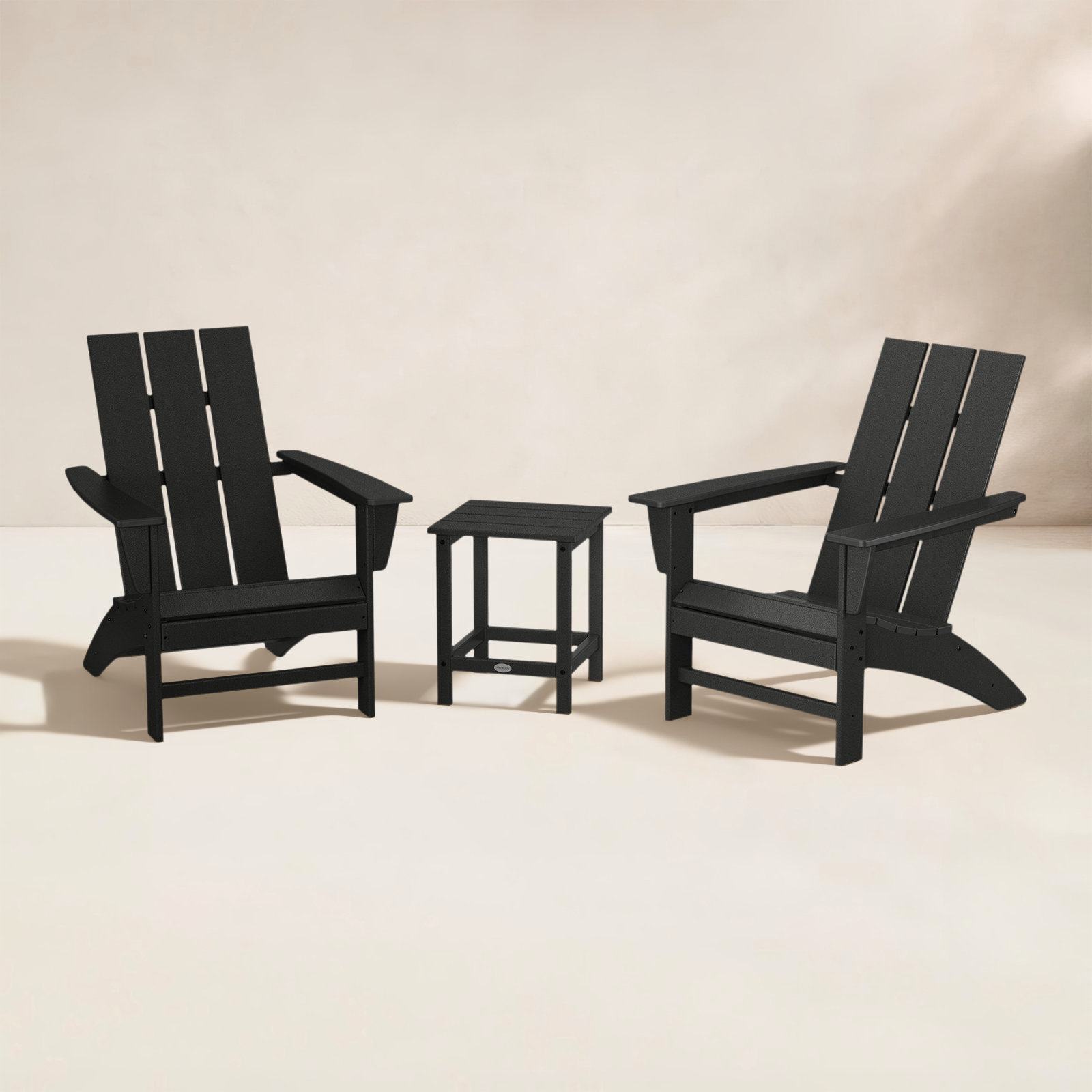 POLYWOOD® Modern Adirondack 2-Person Patio Seating Group, Black