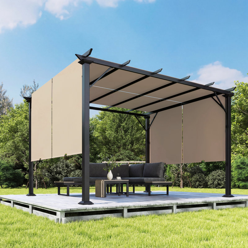 Auvent rétractable pour pergola 10 pi x 12 pi, brun clair