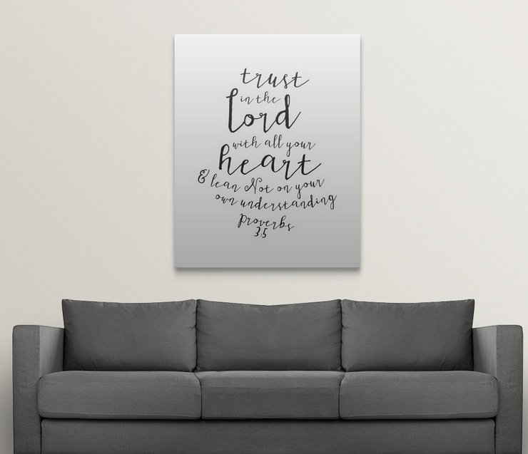 «Proverbs 3: 5 - Scripture Art», art textuel, H 10 po x l 8 po x P 1,5 po, Toile