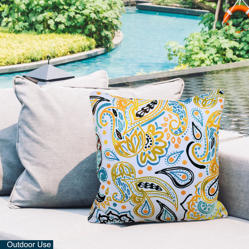 Coussin intérieur/extérieur Floral, Bleu