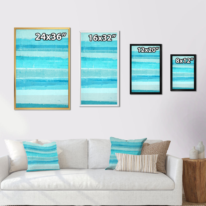 Colorfields dans des tons de turquoise et de bleu - Art mural moderne et contemporain sur toile, H 36 po x l 24 po x P 1 po