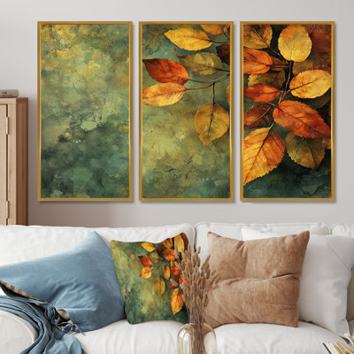 «Leaves Forest Tranquility III», ensemble de 3 feuilles d'art mural