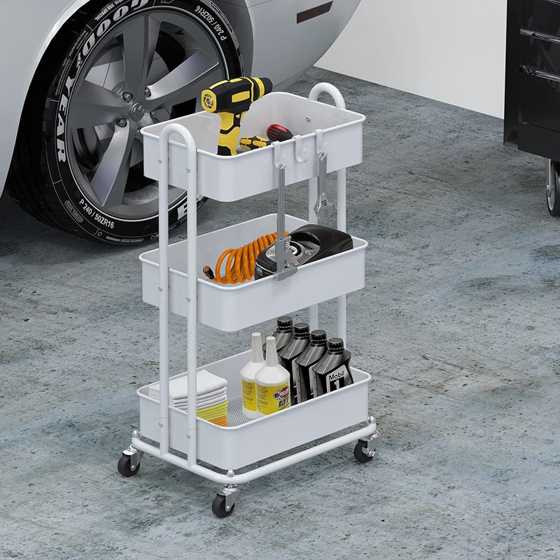 Simple Houseware 3-Tier Heavy Duty Metal Utility Rolling Cart, W...