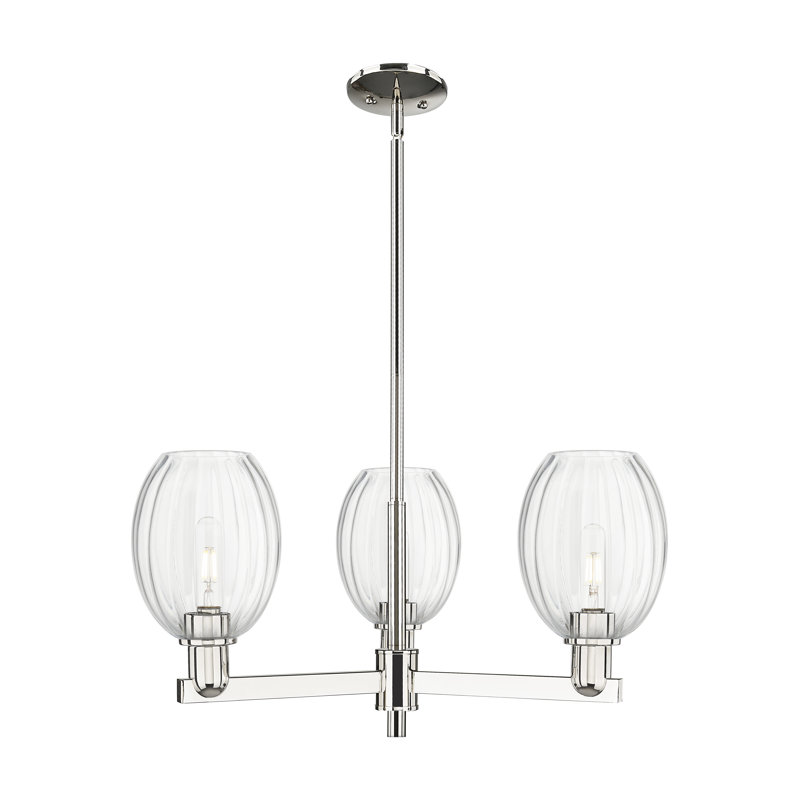 Hailsham - Lustre suspendu 3 lumières, Clair, Nickel poli, Trois lumières