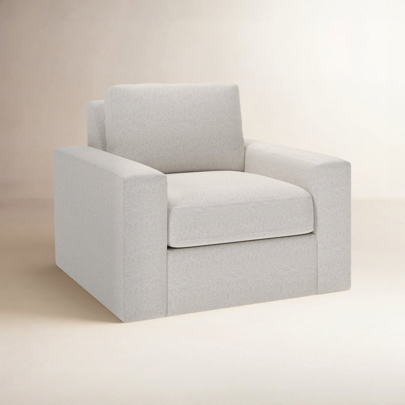 Jonie Upholstered Swivel Armchair, Macarena Light Gray Basketweave