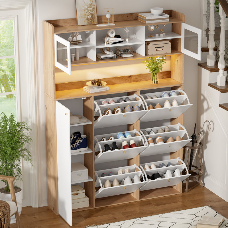 24 Pair Shoe Storage Cabinet, White