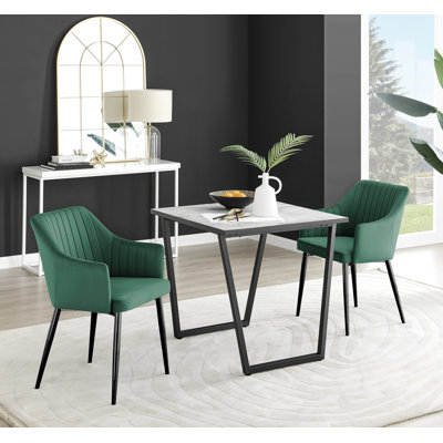 Table de salle à manger et chaises en mélamine effet marbre Carzon - Chaises de salle à manger en similicuir de luxe