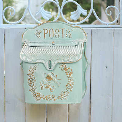 Boîte aux lettres murale rétro pour la maison à l'extérieur de la boîte aux lettres de porte en métal de style antique charme nostalgique décoration de jardin maison de campagne