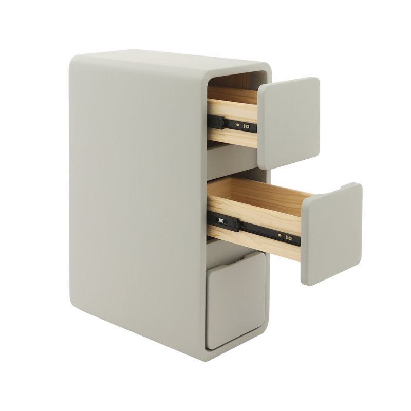 Bedside Table With Three Drawers(15.75*7.87*22.83 In), Light Gray