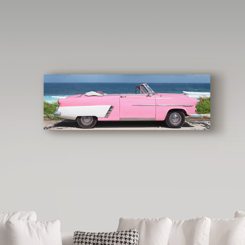 Cosey «Pink Cabriolet Car», reproduction de photo sur toile tendue, H 10 po x l 32 po