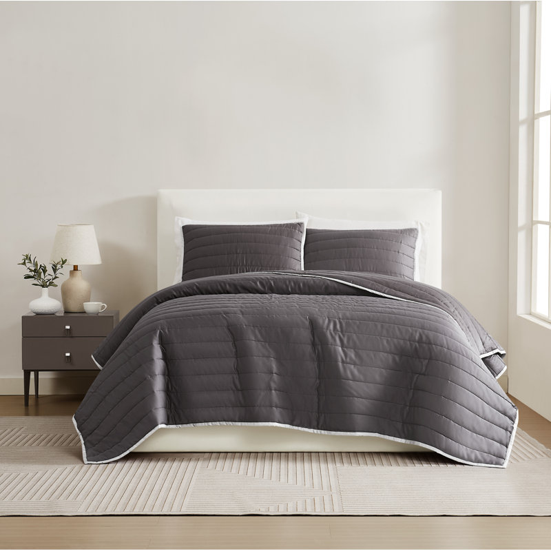 Ensemble de courtepointe en satin de coton 3 pièces Christian Siriano NY®, Courtepointe pour simple TG + 1 taie décorative s