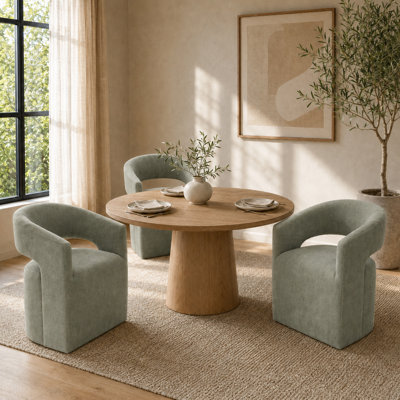 Chaises de salle à manger rembourrées avec roulettes, ensemble de 3 fauteuils demi-tonneau entièrement assemblés, chaise d'appoint en bois massif pour la cuisine du salon