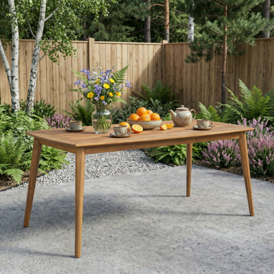 Table de salle à manger d'extérieur avec structure incurvée en bois d'acacia