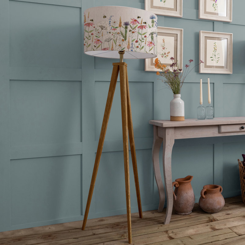 Hermione 158cm Brown Tripod Floor Lamp, Cream