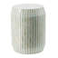 Tabouret d'appoint cylindrique crème et vert 14 x 14 x 18 po à rayures