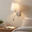 Applique murale câblée réglable noire moderne à deux lumières avec lampe de lecture à DEL de 3 W et abat-jour en tissu E26 pour le chevet-1705611008-1705611014