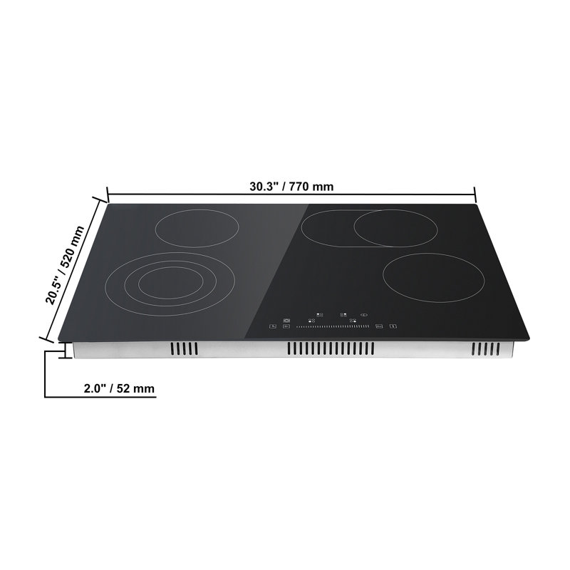 VEVOR 30" Black Electric 4 Burner Cooktop with Dual Size Power Burner