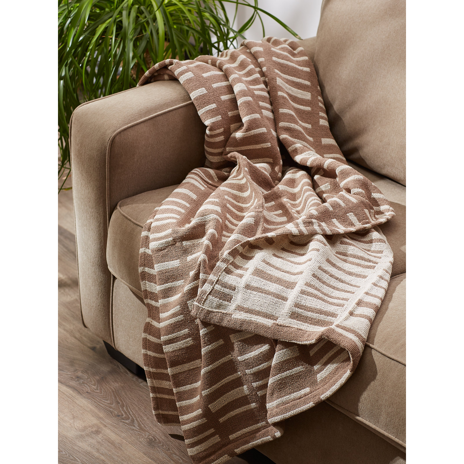 Sori Cotton Hand Woven Throw Blanket, Stone