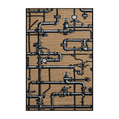 Machine Washable Transportation Brown Area Rug