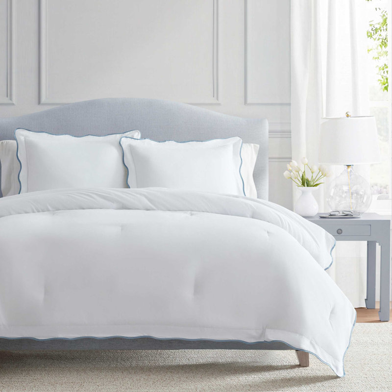 Ensemble de housse de couette Martha Stewart, Bleu, Housse de couette simple + 1 taie décorative stan