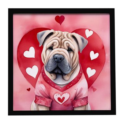 Shar Pei My Valentine Framed Metal Print