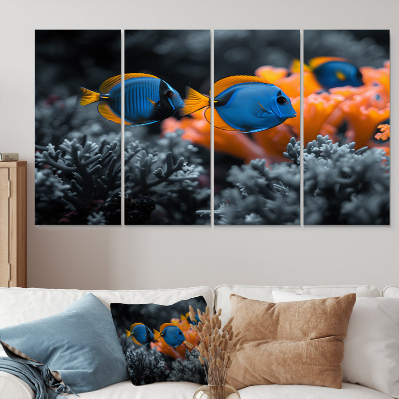 «Blue Aquariums Oceanic Oasis Fish II», ensemble de reproductions d'art mural aquariums, H 28 po x l 48 po
