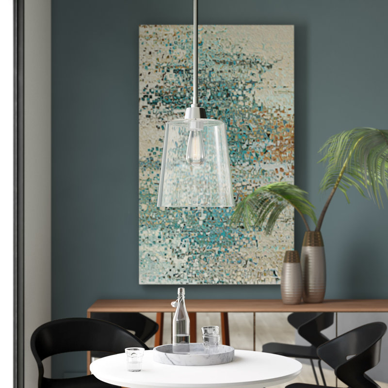 Luminaire suspendu en métal et verre 1 lumière Herman , Nickel brossé