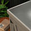 Banc de rempotage avec armoire de rangement et plateau de table en métal pour patio extérieur