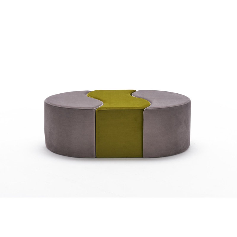 Leila 83cm Wide No Pattern Pouffe Ottoman, Grey/Green