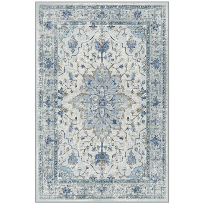 Sunflower Vintage Medallion Print Area Rug Non-Slip Machine Washable Low Pile for Living Room Bedroom