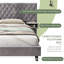 Lit plateforme très grand moderne - tête de lit en velours gris, 2 tables de chevet, fabrication en bois, sans sommier, assemblage facile avec tête de lit tapissier, diamant, propriété pour chambre à coucher rapide-118036487-118036489
