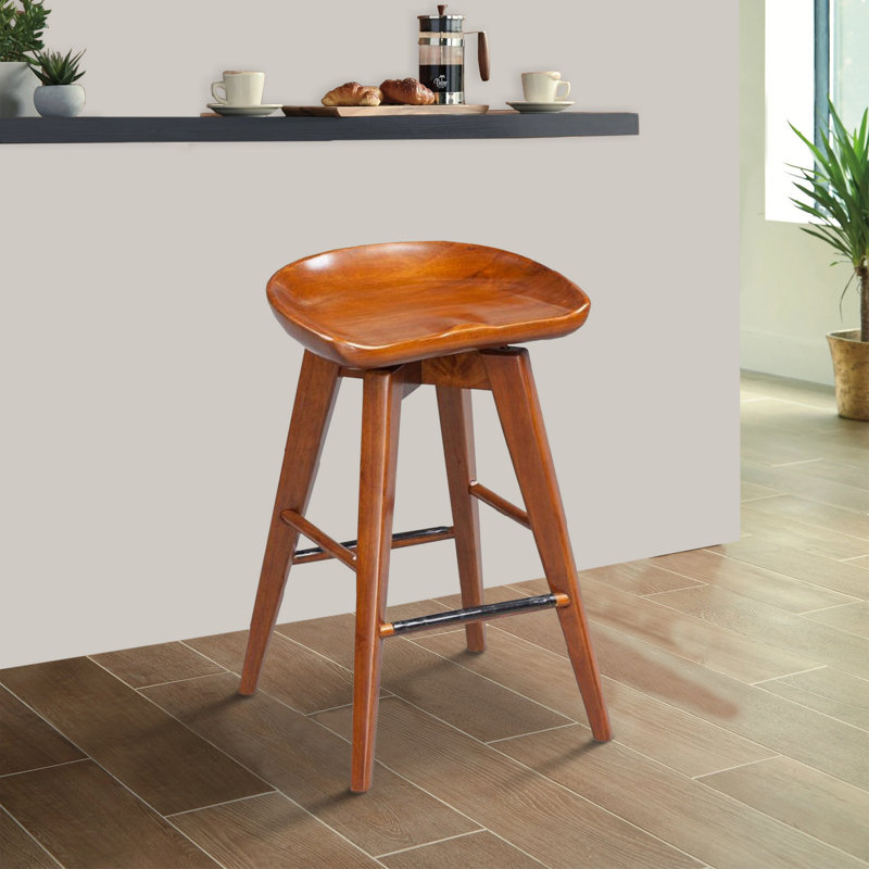 Oz Swivel Solid Wood Counter Stool