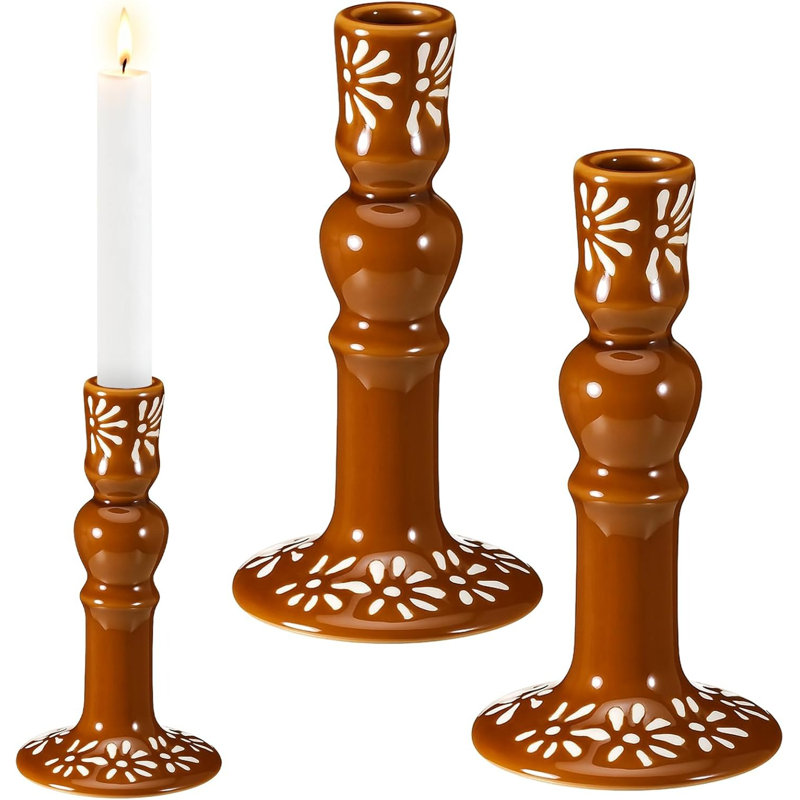 2pcs Traditional Clay Candle Holders