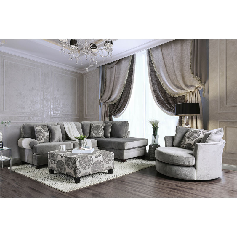 Finition de style transitionnel, chaise pivotante ronde, siège à coussin en T, dossier ajusté, accoudoirs Fla, oreiller inclus