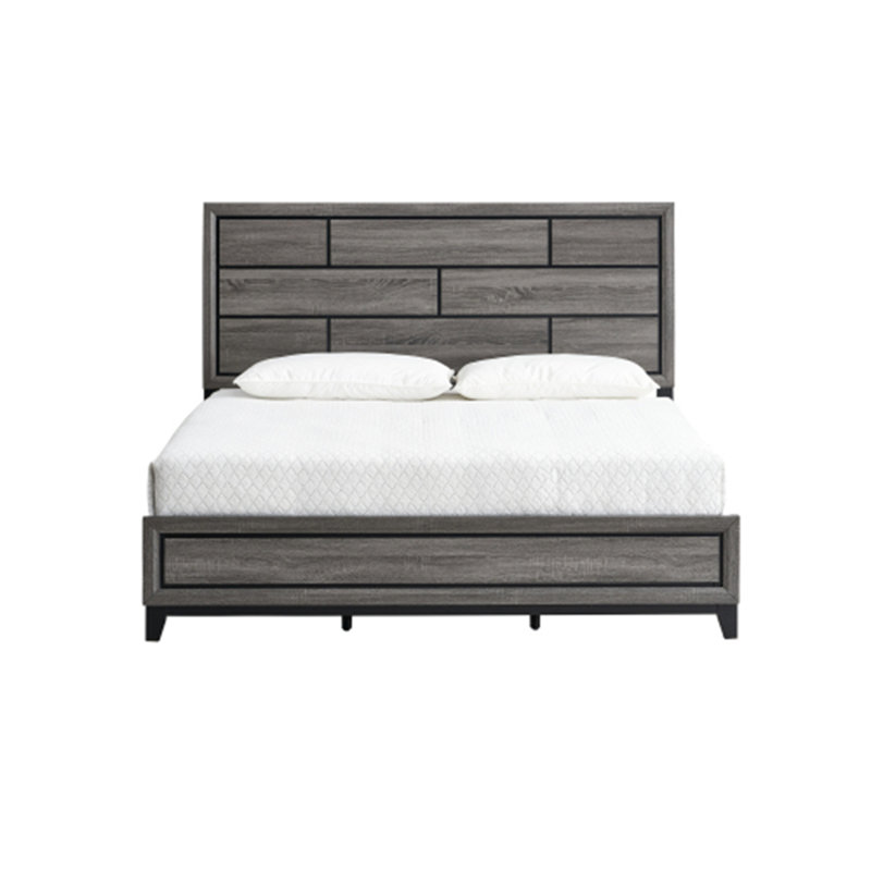 Lit Glasgow G04350A-QB (matelas non inclus), Grand lit, Gris