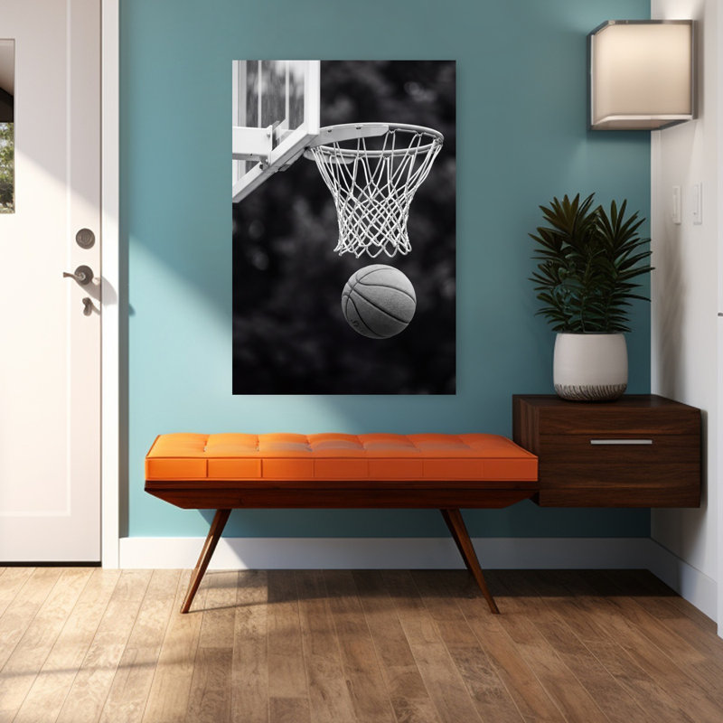 Basketball Hoop Shot, art mural contemporain, H 48 po x l 32 po