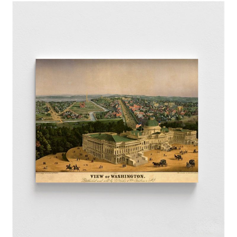 Vue du Capitole à Washington DC, 1852, affiche antique du Capitole des États-Unis, impression ancienne, impression de Washington DC, bureau fédéral