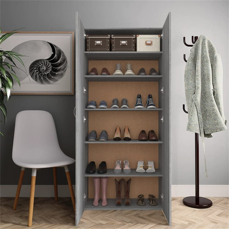 Rovner 24 Pair Shoe Storage Cabinet, Grey