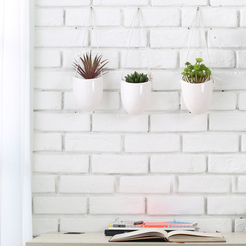 Ceramic Hanging Planter, White