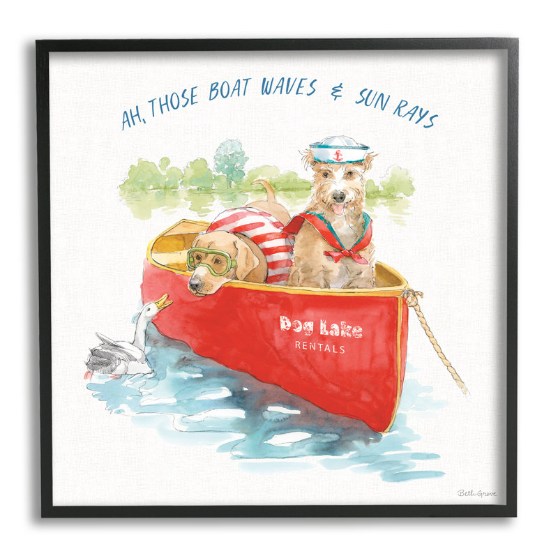 «Boat Waves», Sun Rays Lake, phrase Sailo, par Beth Grove, 903, H 17 po x l 17 po x P 1,5 po, Giclée encadrée noir minuit