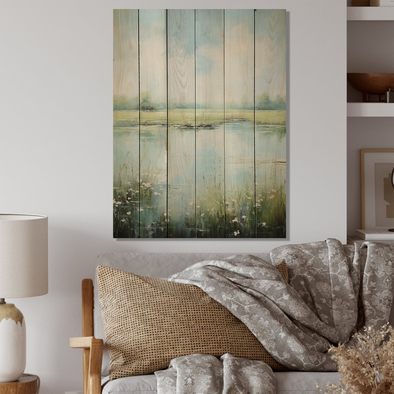 «Meadow Tranquil Waters I» sur bois, H 20 po x l 10 po x P 0,78 po