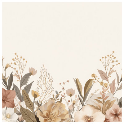 Beige Floral Illustration Comforter