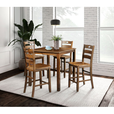 Transitional Style 5-piece Dining Table Set with Square Table and Slat Back Chairs, 4 Chairs with 1 Table for Dining Room