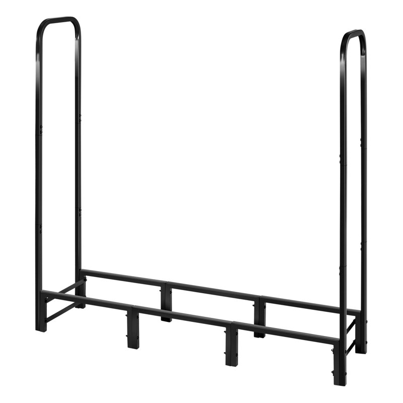 Support extérieur pour bois de chauffage, 4 pi de long, 1/4 de cordon de rangement, 400 lb maximum, thermolaqué pour support durable avec couvercle imperméable, support à bûches en métal, circulation d'air surélevée de 140 mm